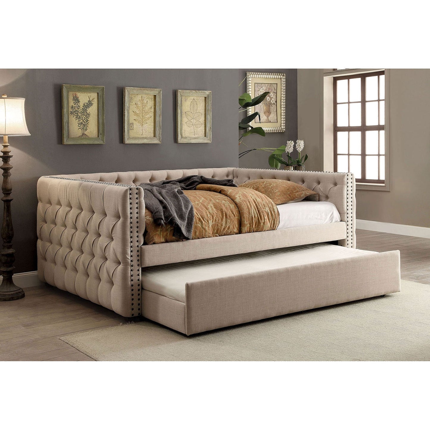 SUZANNE Ivory Full Daybed w/ Trundle - ATL FURNITURE