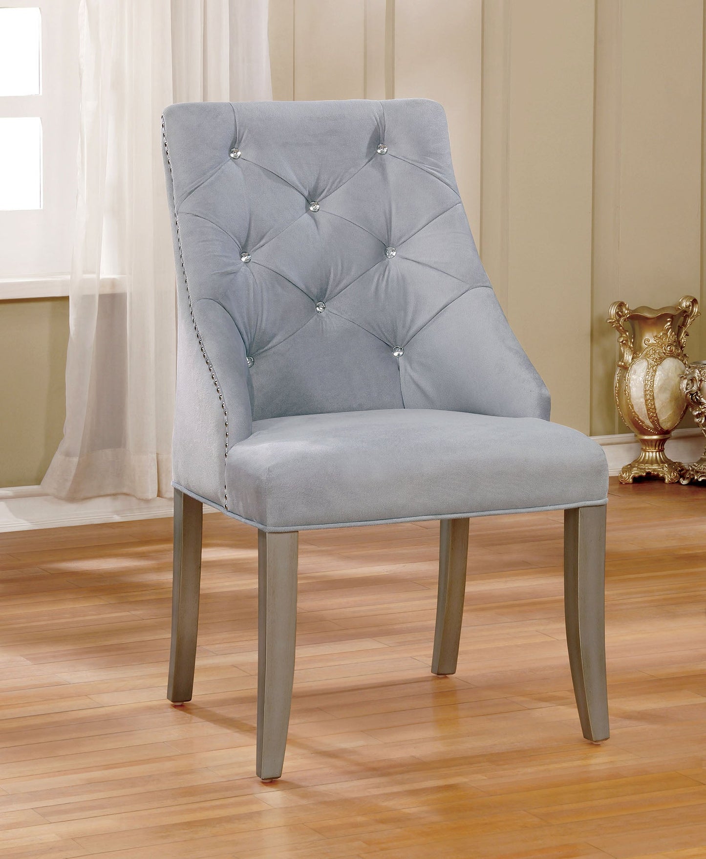DIOCLES Silver/Light Gray Side Chair (2/CTN) - ATL FURNITURE
