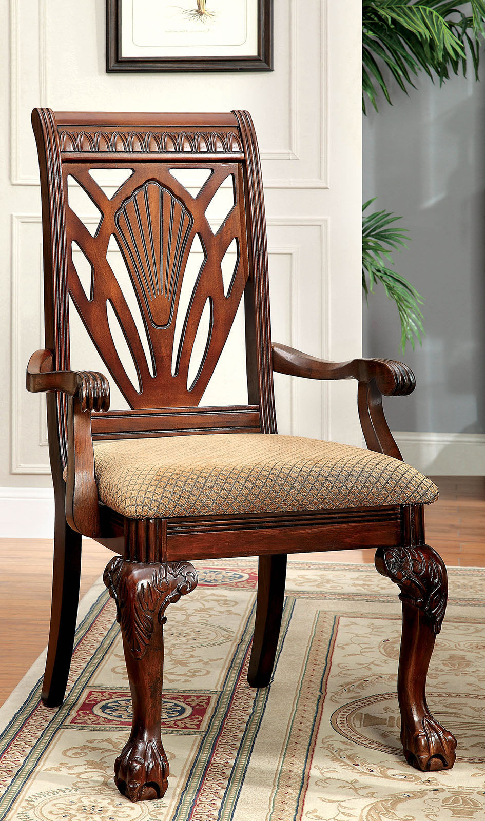 PETERSBURG I Cherry Arm Chair (2/CTN) - ATL FURNITURE