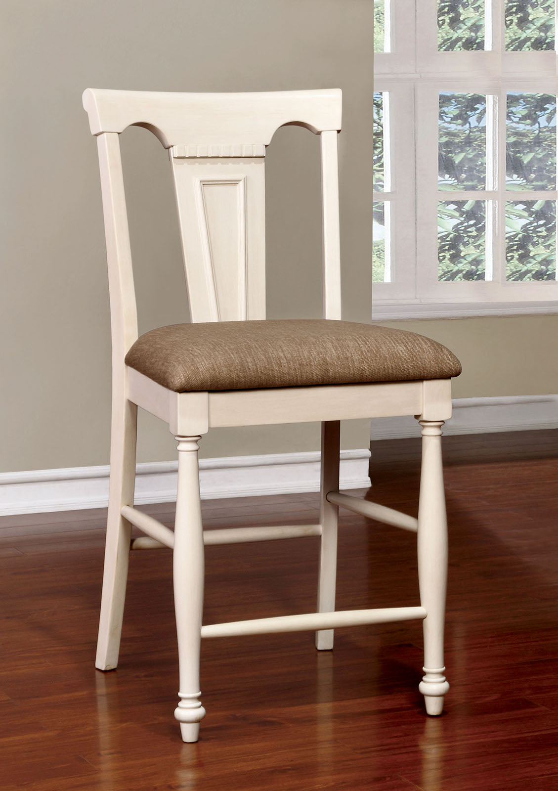 SABRINA Off White/Cherry Ctr.Ht. Chair, Cherry & White (2/CTN) - ATL FURNITURE