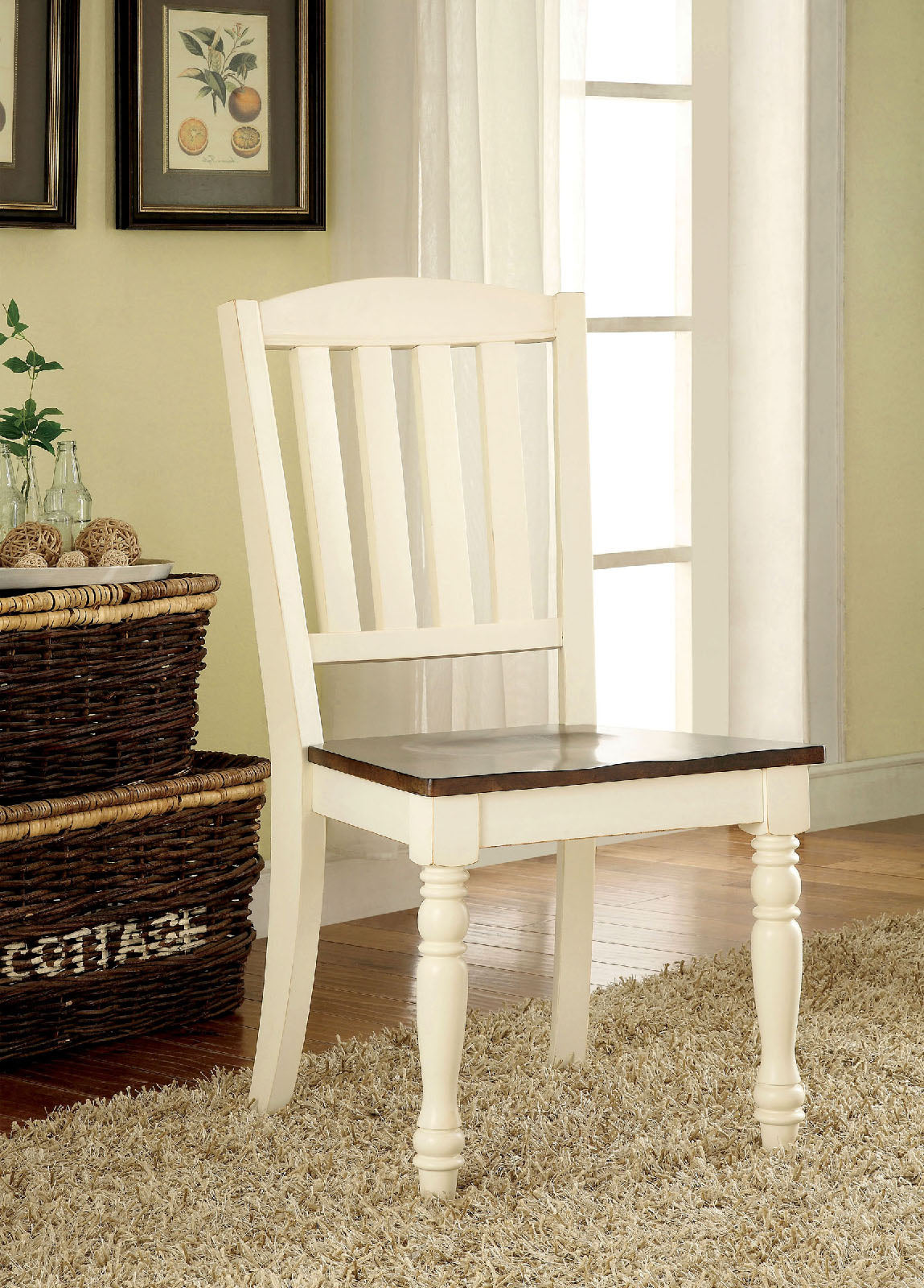 HARRISBURG Vintage White/Dark Oak Side Chair (2/CTN) - ATL FURNITURE