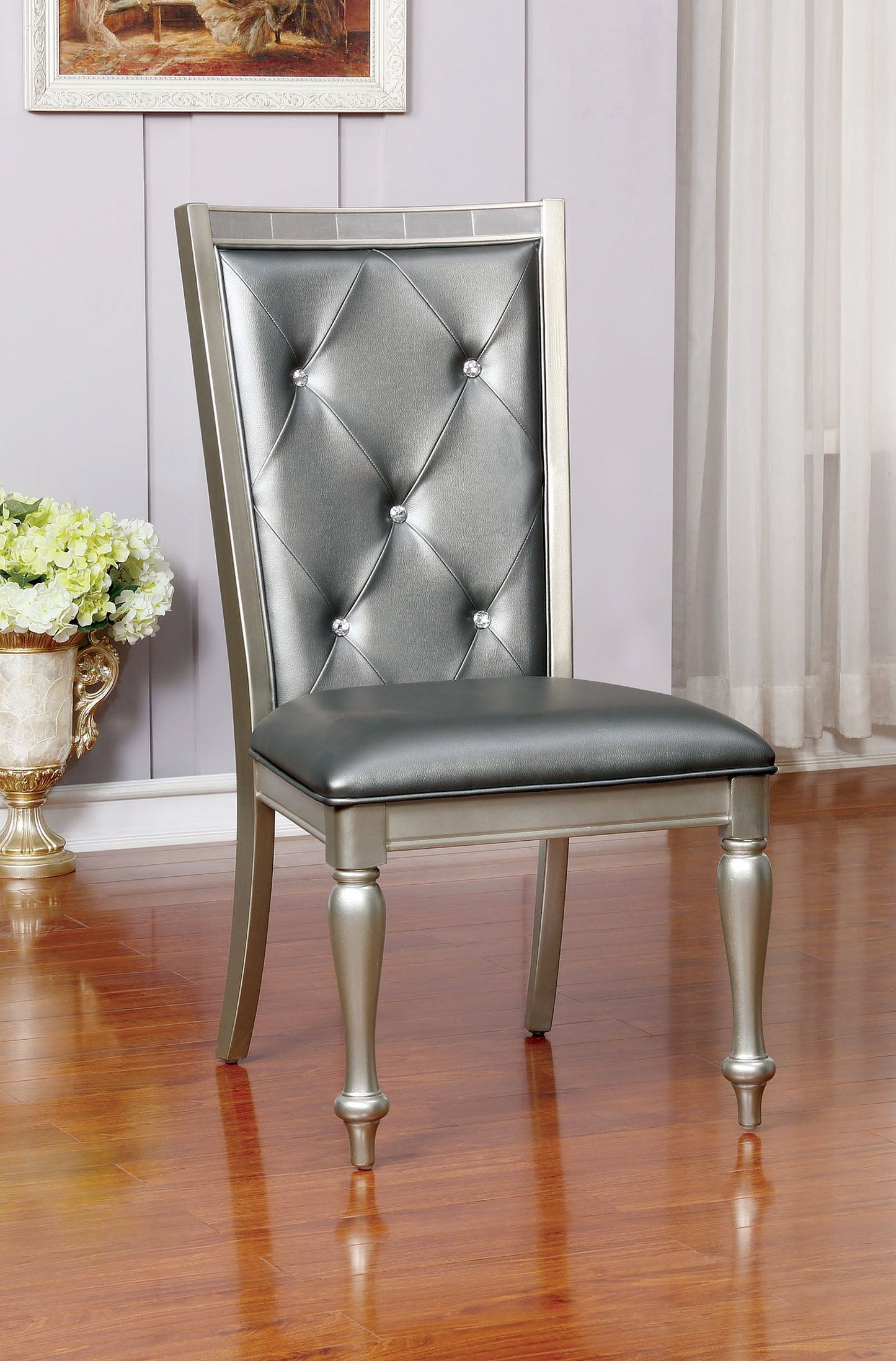 SARINA Silver Side Chair (2/CTN) - ATL FURNITURE