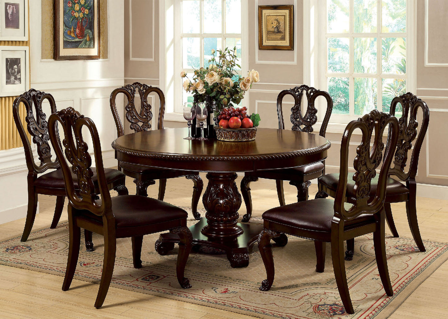 Bellagio Brown Cherry Round Dining Table - ATL FURNITURE