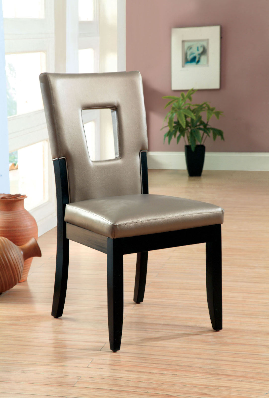 Evant I Black/Silver Side Chair (2/CTN) - ATL FURNITURE