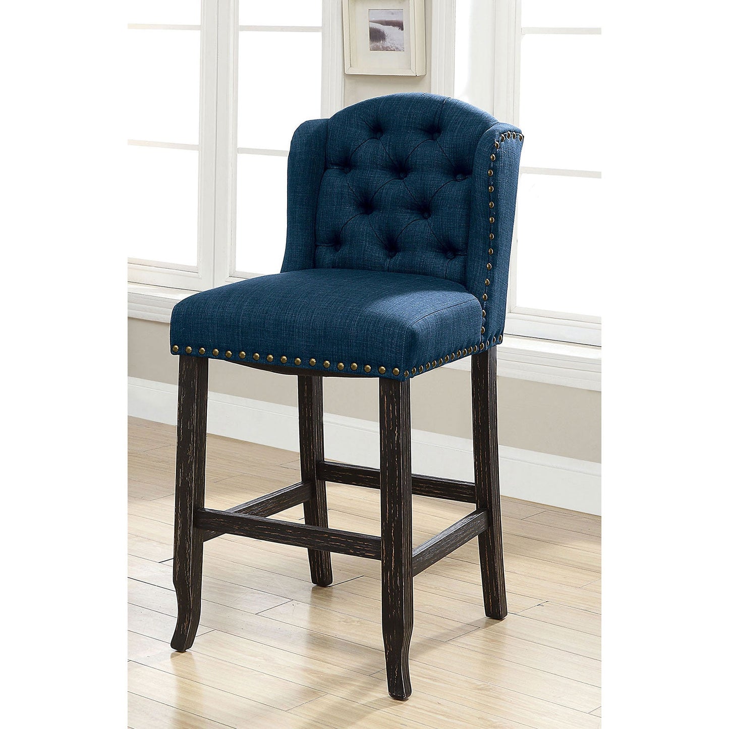 SANIA Antique Black Bar Ht. Wingback Chair (2/CTN) - ATL FURNITURE