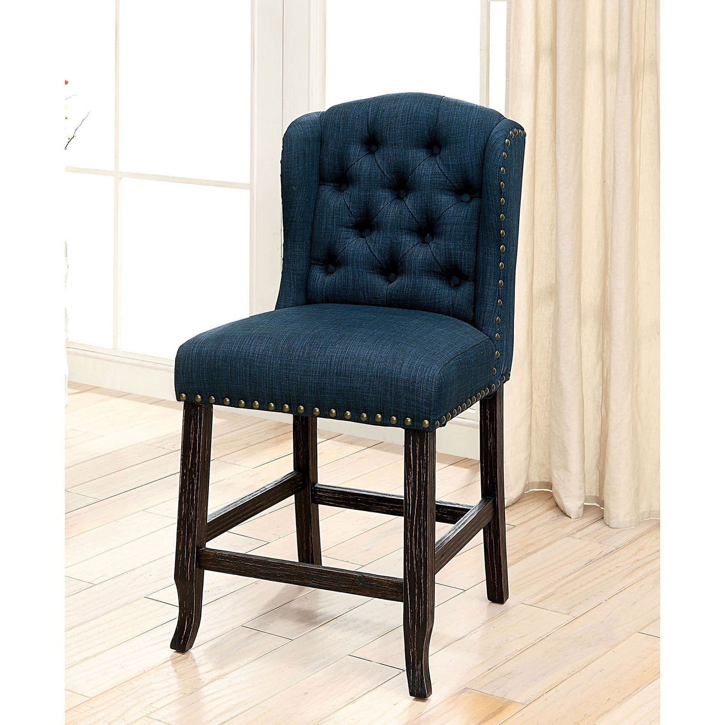 SANIA Antique Black Counter Ht. Wingback Chair (2/CTN) - ATL FURNITURE