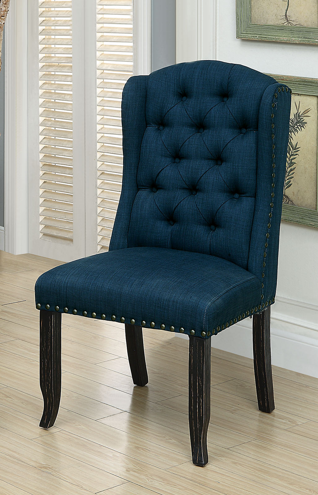 SANIA Antique Black Wingback Chair (2/CTN) - ATL FURNITURE
