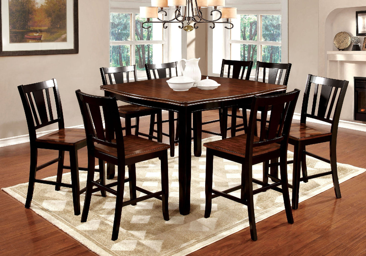 DOVER II Black/Cherry Counter Ht. Table w/ 16" Leaf - ATL FURNITURE