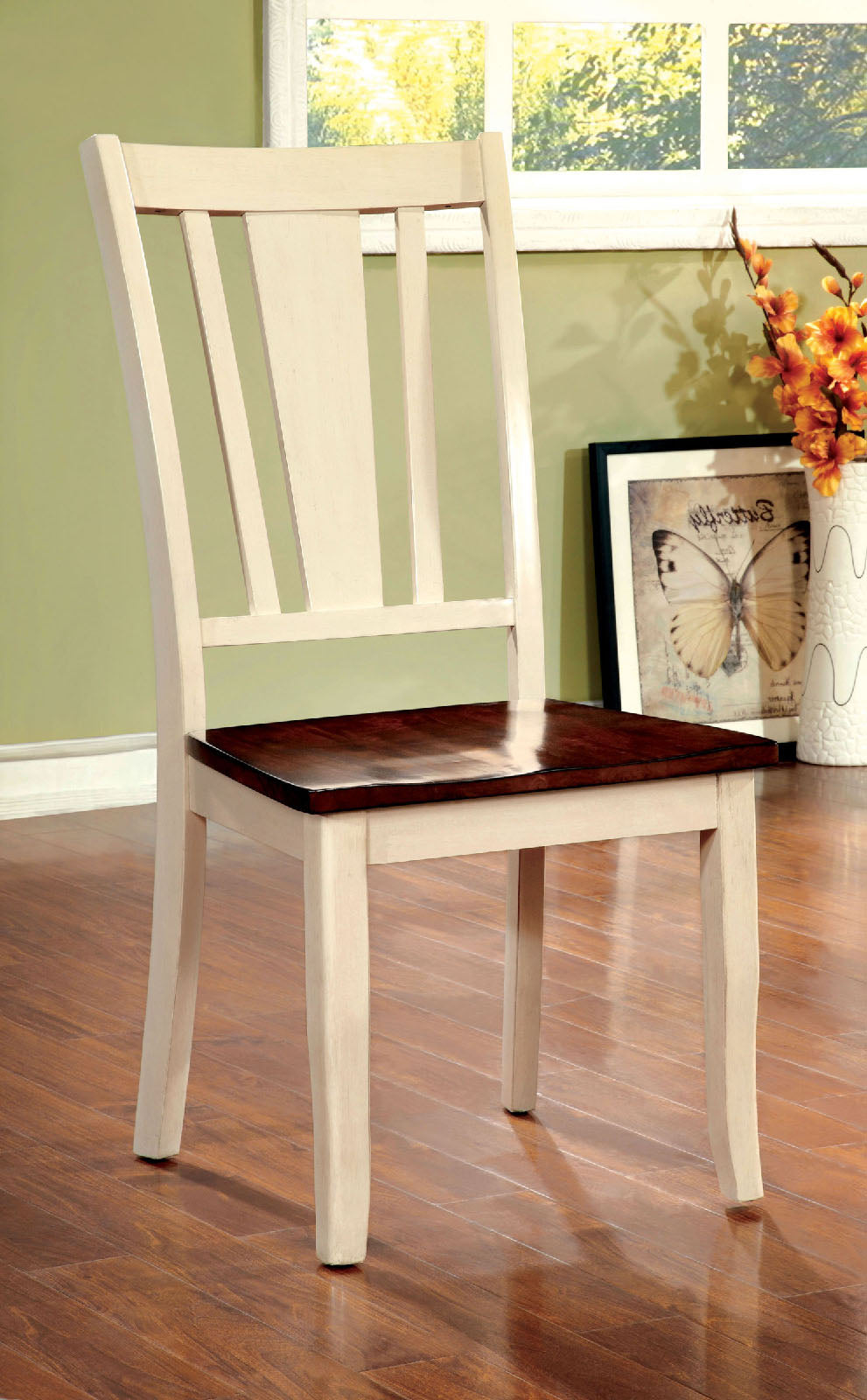 DOVER Vintage White/Cherry Side Chair (2/CTN) - ATL FURNITURE