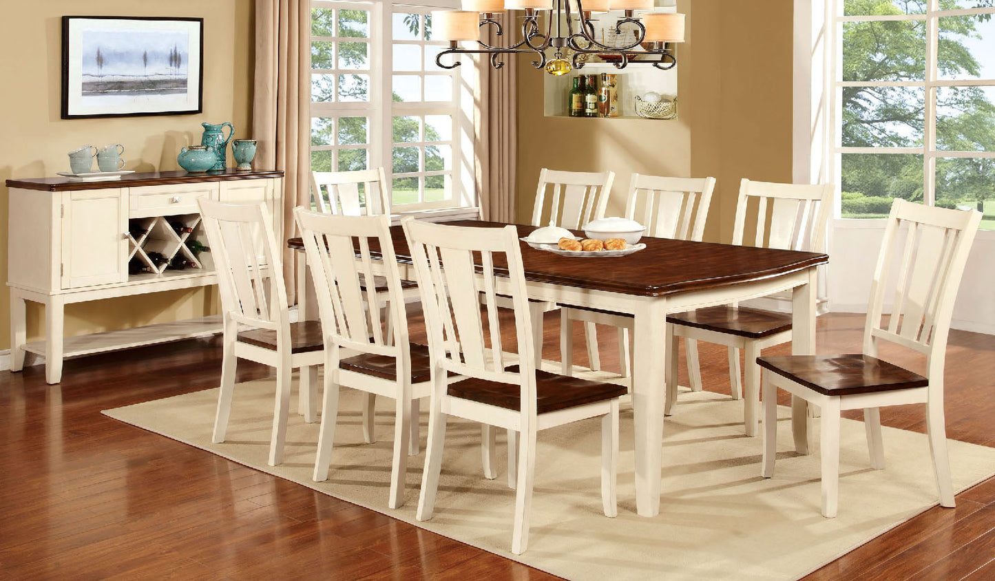 DOVER Vintage White/Cherry Dining Table w/ 18" Leaf - ATL FURNITURE