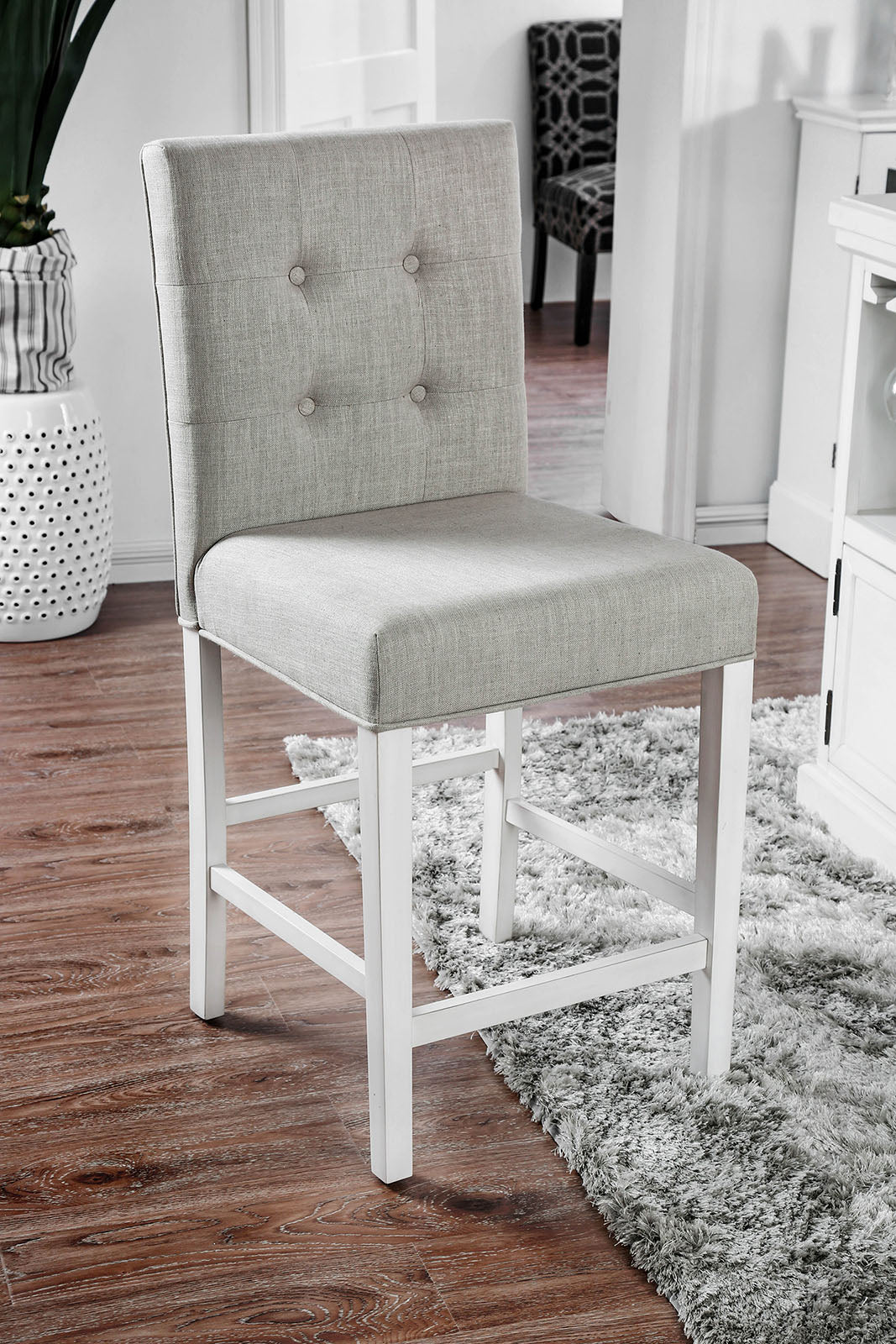 Sutton Antique White Counter Ht. Chair (2/CTN) - ATL FURNITURE