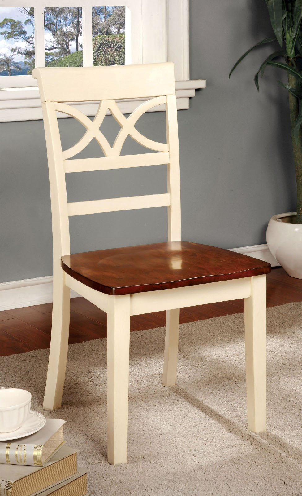 TORRINGTON Vintage White/Cherry Side Chair (2/CTN) - ATL FURNITURE