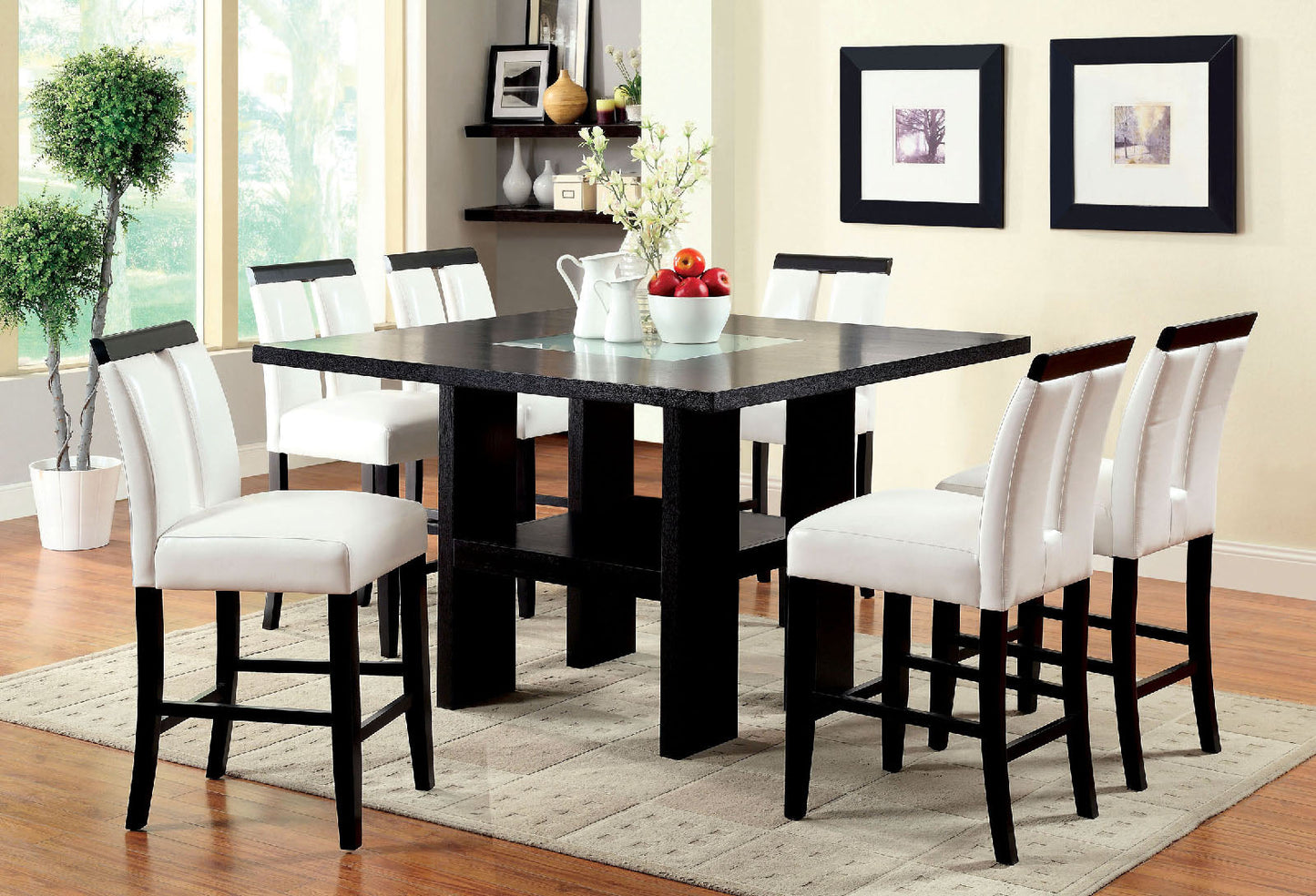 LUMINAR II Black/Beige 5 Pc.Counter Ht. Dining Table Set - ATL FURNITURE