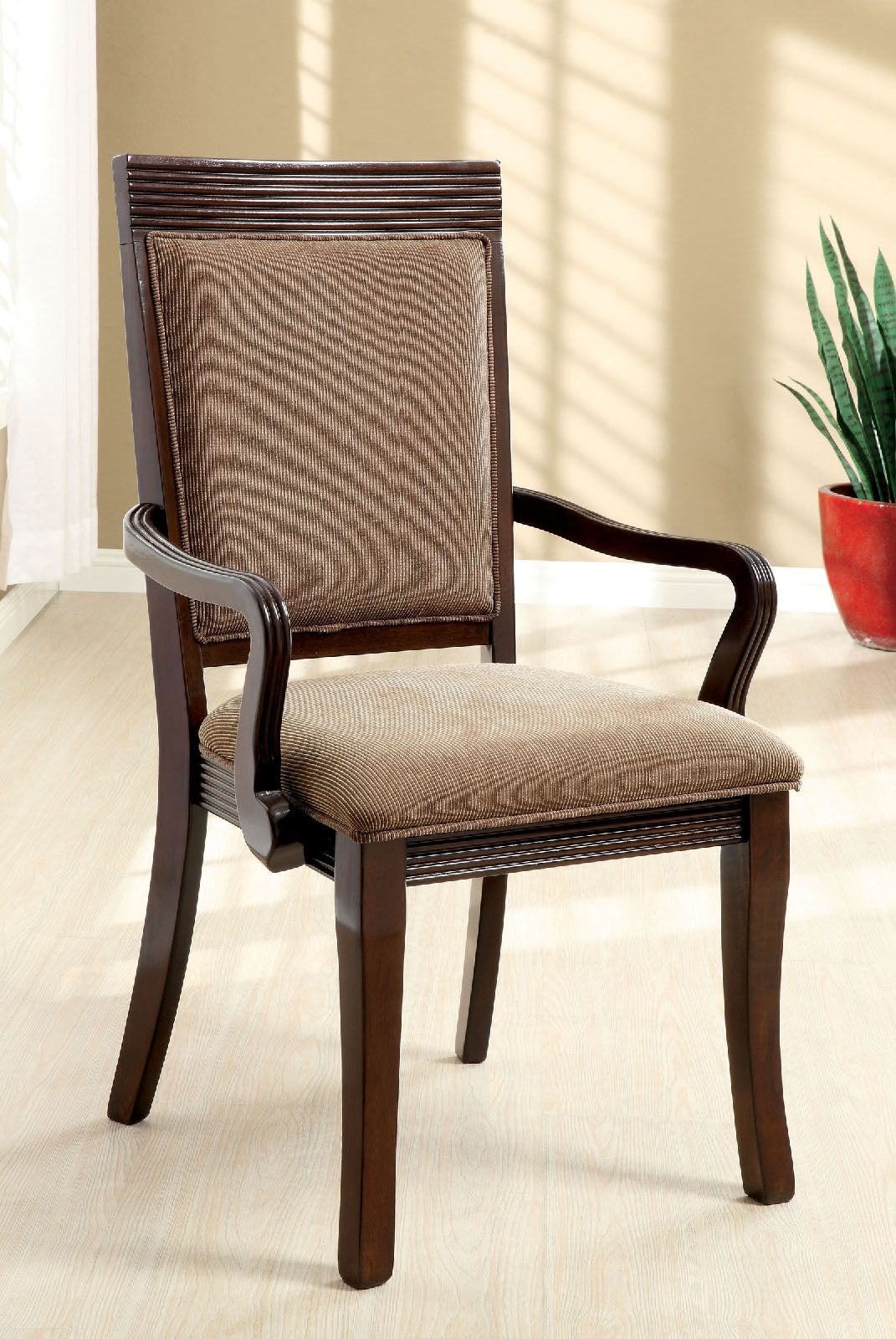 Woodmont Walnut/Brown Arm Chair (2/CTN) - ATL FURNITURE