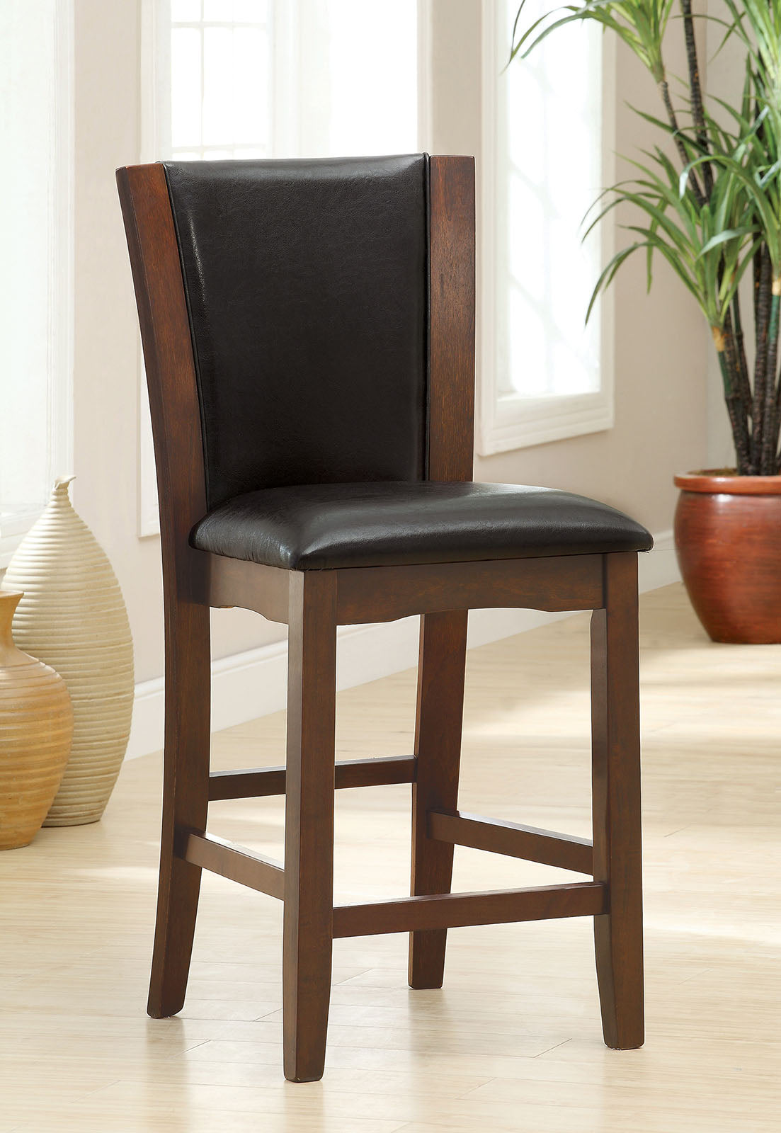 Manhattan III Dark Cherry/Brown Counter Ht. Chair, Espresso (2/CTN) - ATL FURNITURE