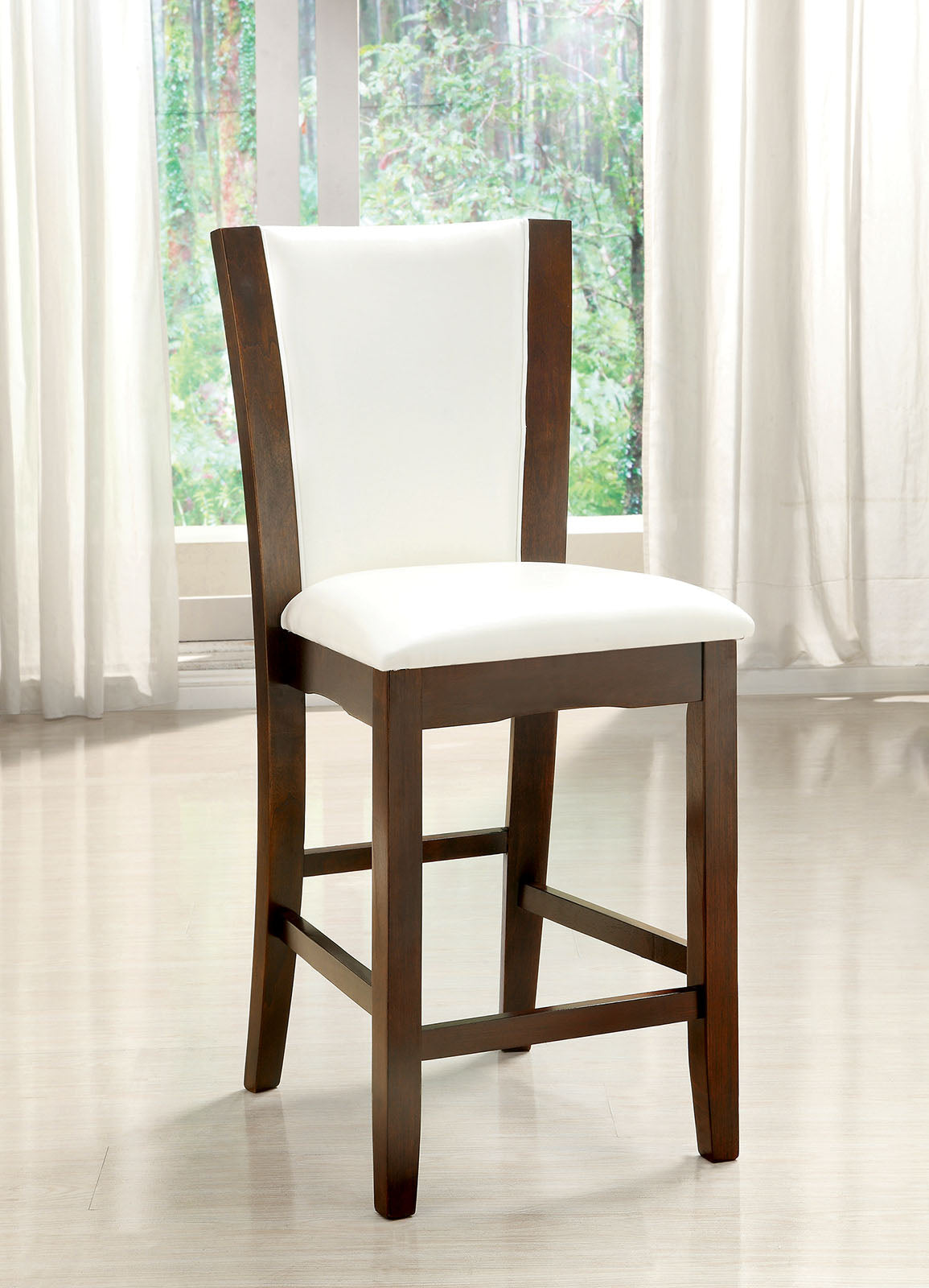 Manhattan III Dark Cherry/White Counter Ht. Chair, White (2/CTN) - ATL FURNITURE
