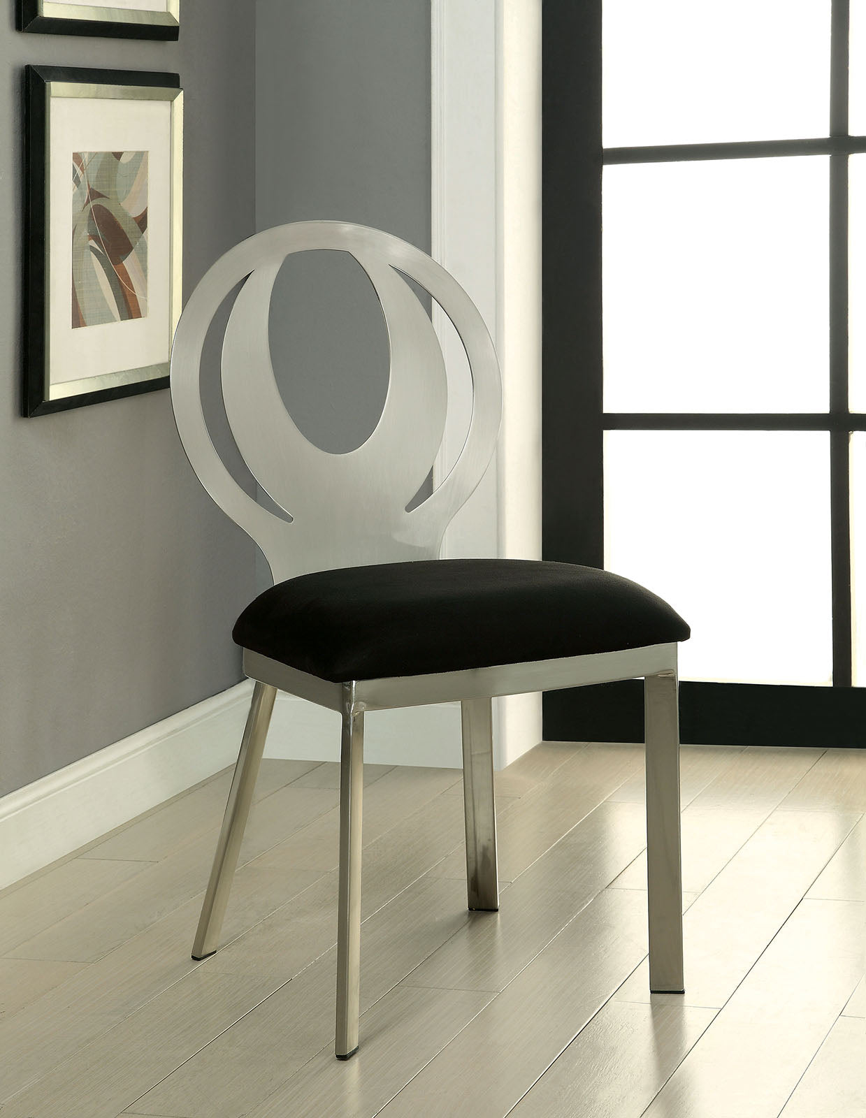 ORLA Silver/Black Side Chair (2/CTN) - ATL FURNITURE