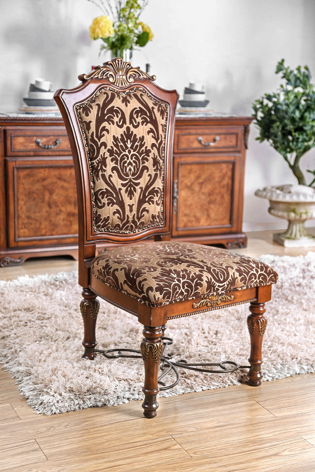 Lucie Brown Cherry Side Chair (2/CTN) - ATL FURNITURE