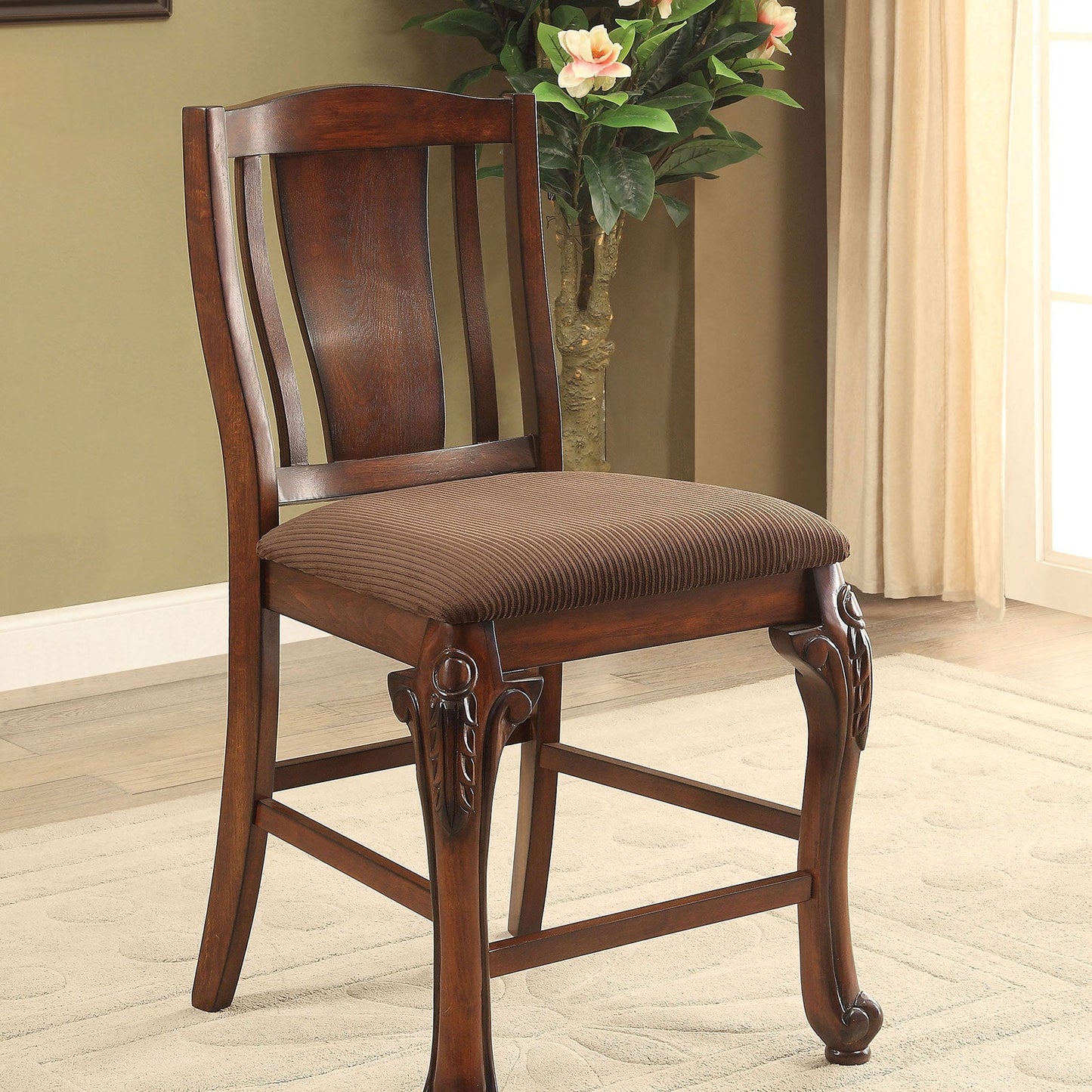 JOHANNESBURG Brown Cherry/Brown Counter Ht. Chair (2/CTN) - ATL FURNITURE