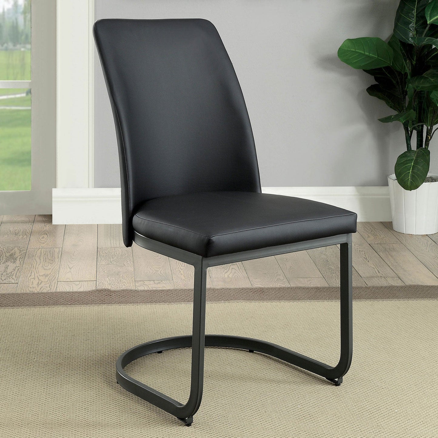 Saskia Dark Gray/Black Side Chair (2/CTN) - ATL FURNITURE