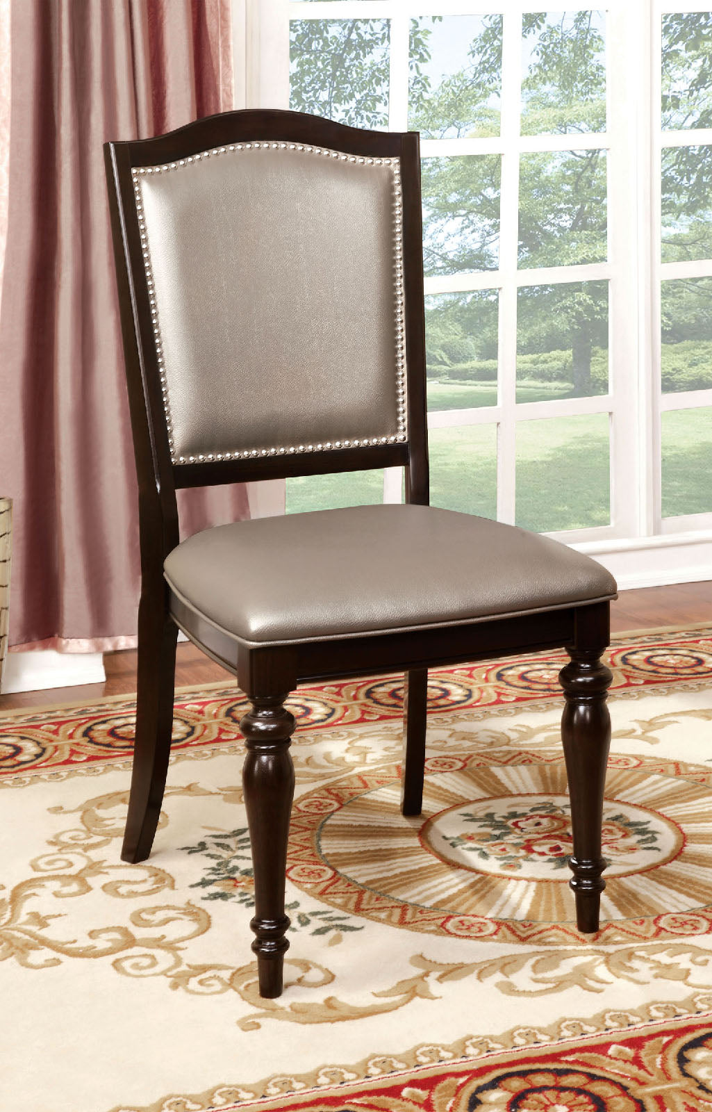Harrington Dark Walnut/Pewter Side Chair (2/CTN) - ATL FURNITURE