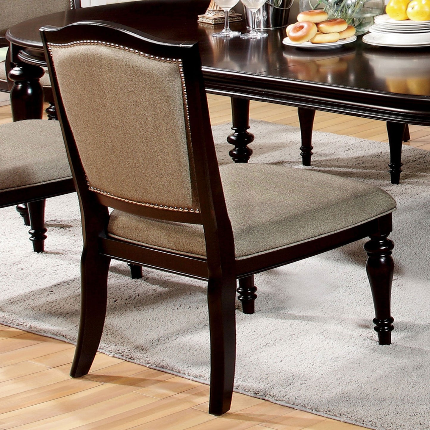 Harrington Dark Walnut/Tan Side Chair (2/CTN) - ATL FURNITURE