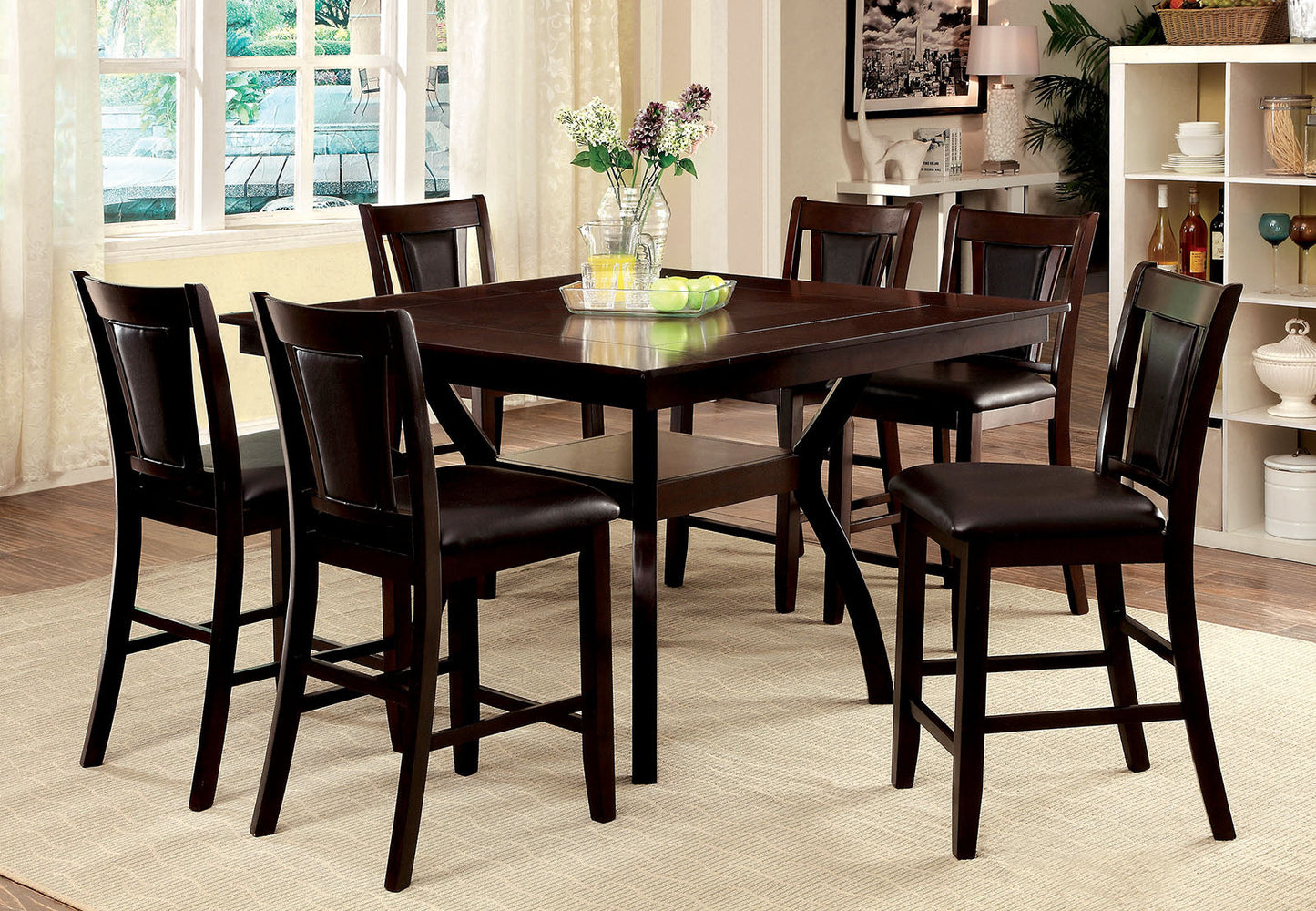 BRENT II Dark Cherry Counter Ht. Table - ATL FURNITURE