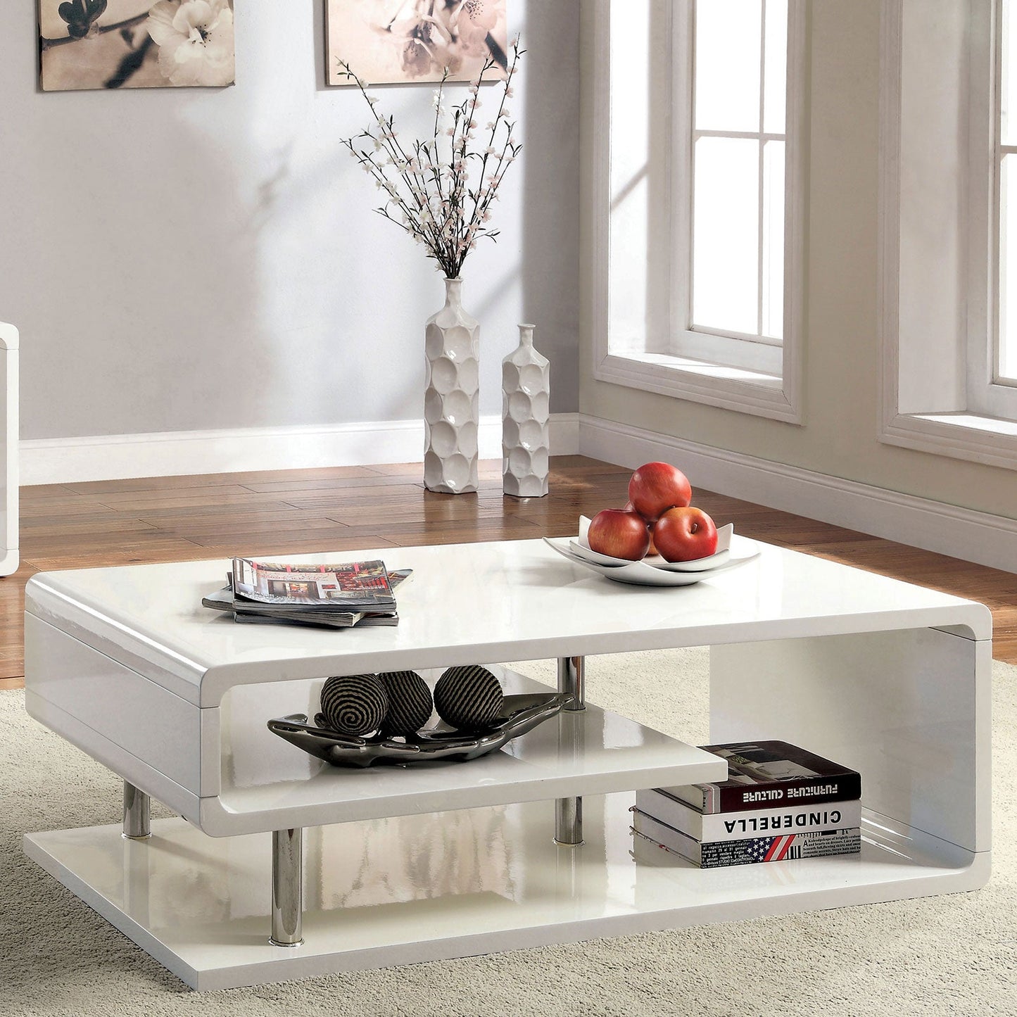 Ninove I White/Chrome Coffee Table - ATL FURNITURE