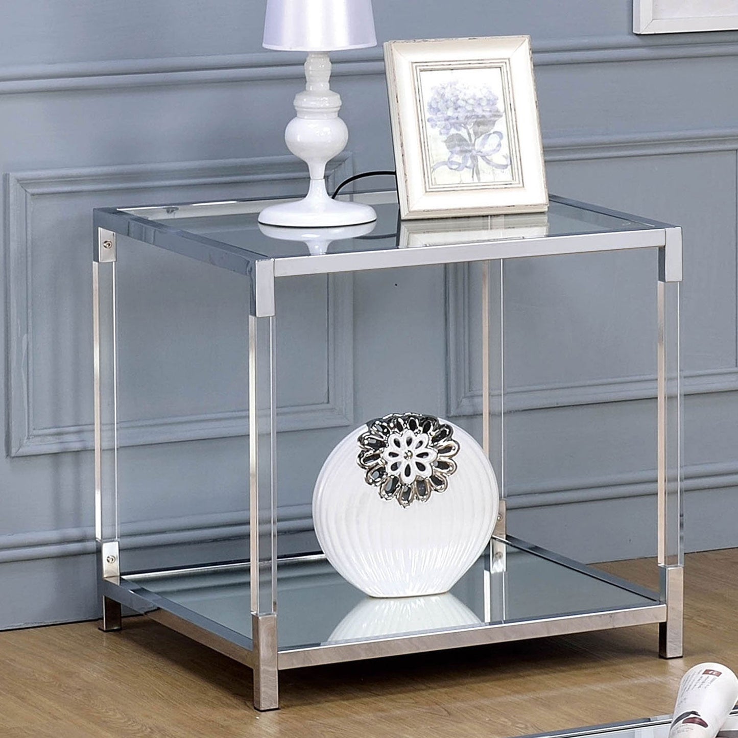 Ludvig Chrome/Clear End Table - ATL FURNITURE