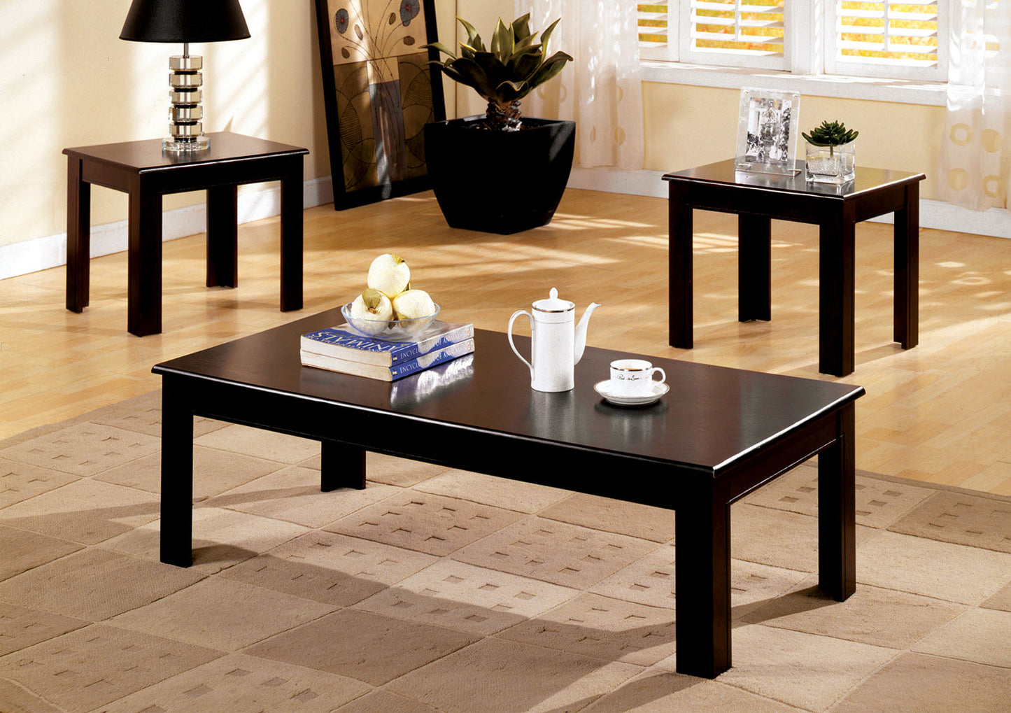 Town Square I Espresso 3 Pc. Table Set, Espresso - ATL FURNITURE