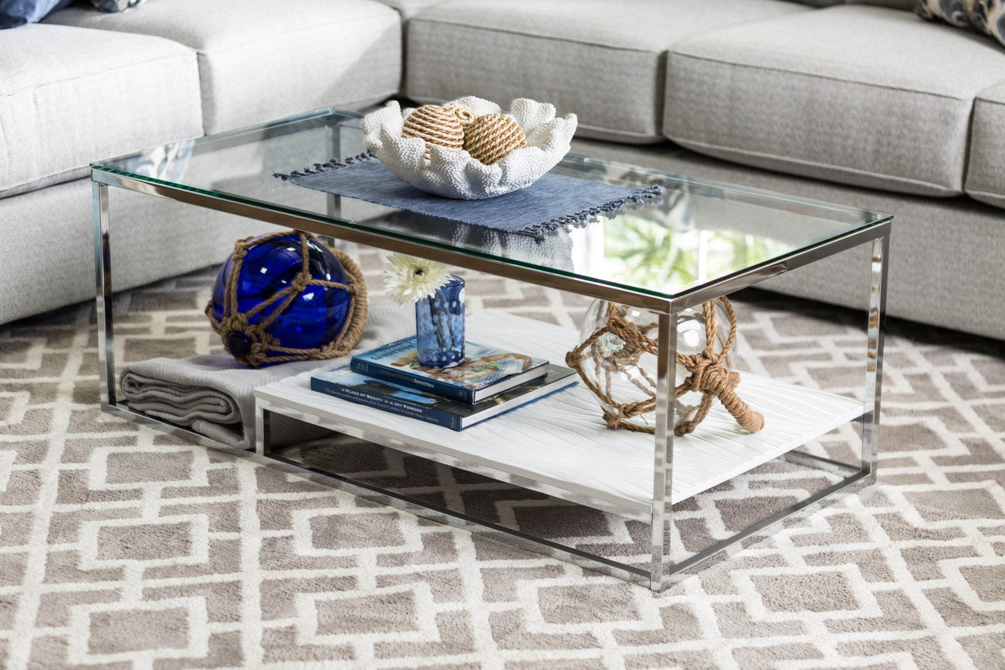 VENDI White/Chrome Coffee Table - ATL FURNITURE