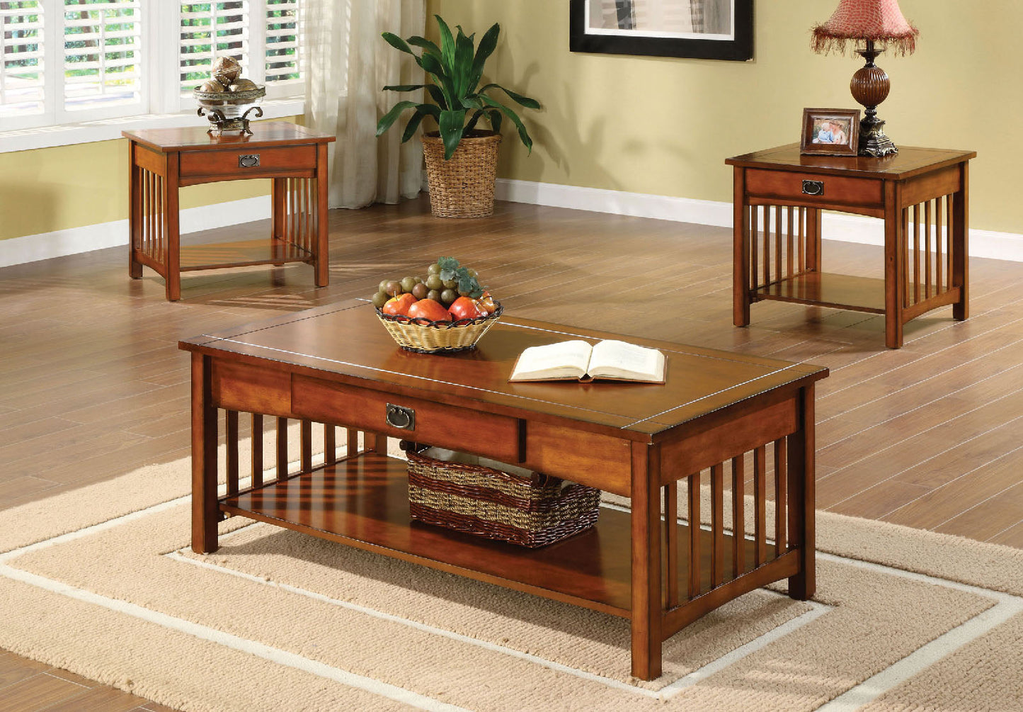 Seville Antique Oak 3 Pc. Table Set - ATL FURNITURE