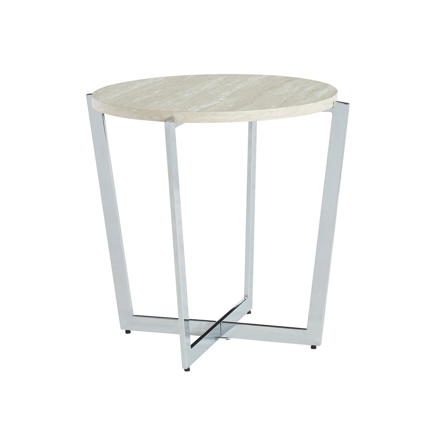 Madisyn White/Chrome End Table - ATL FURNITURE