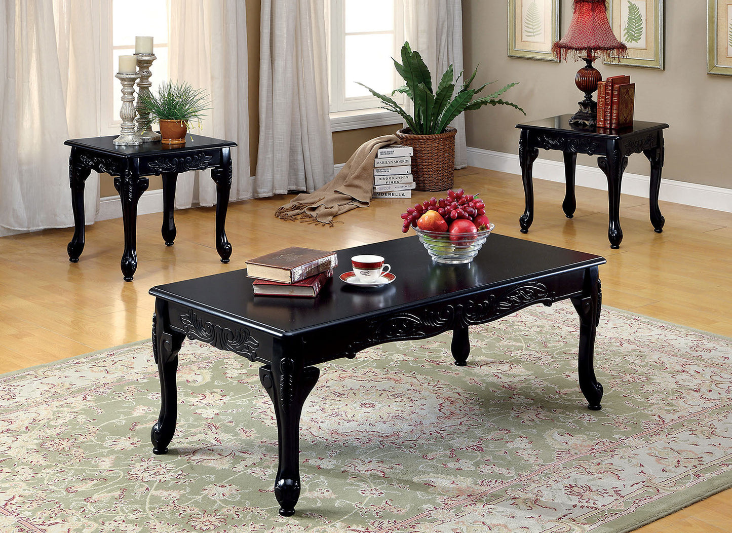 Cheshire Black 3 Pc. Coffee Set - ATL FURNITURE