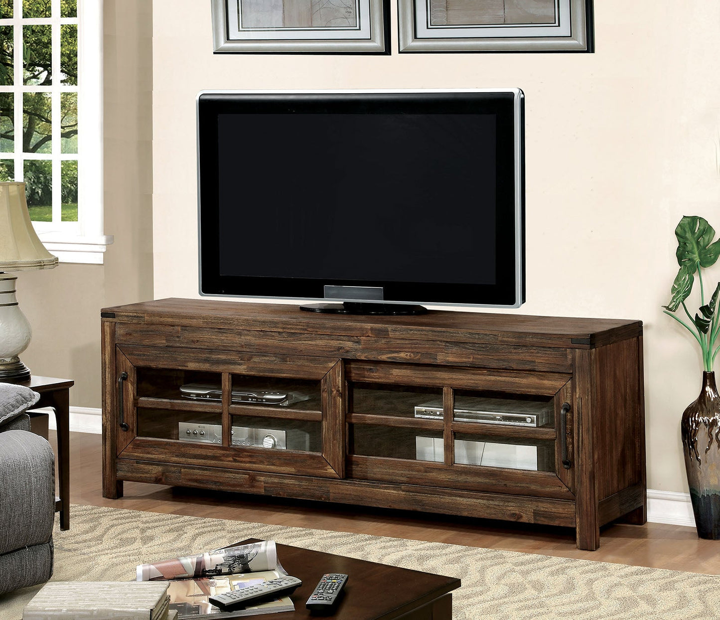 Hopkins Dark Walnut 72" TV Console - ATL FURNITURE