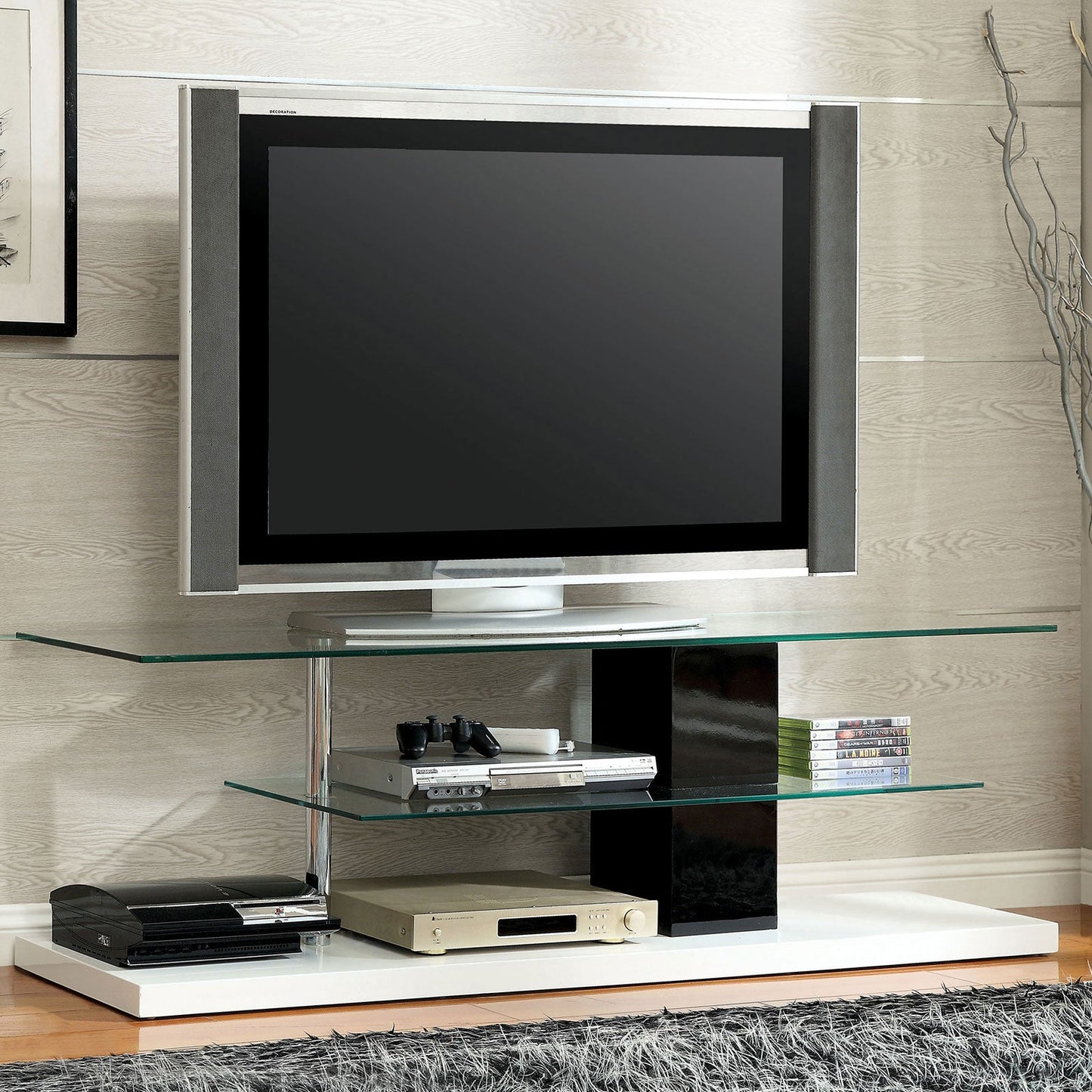 Neapoli Black/White 63" TV Console - ATL FURNITURE