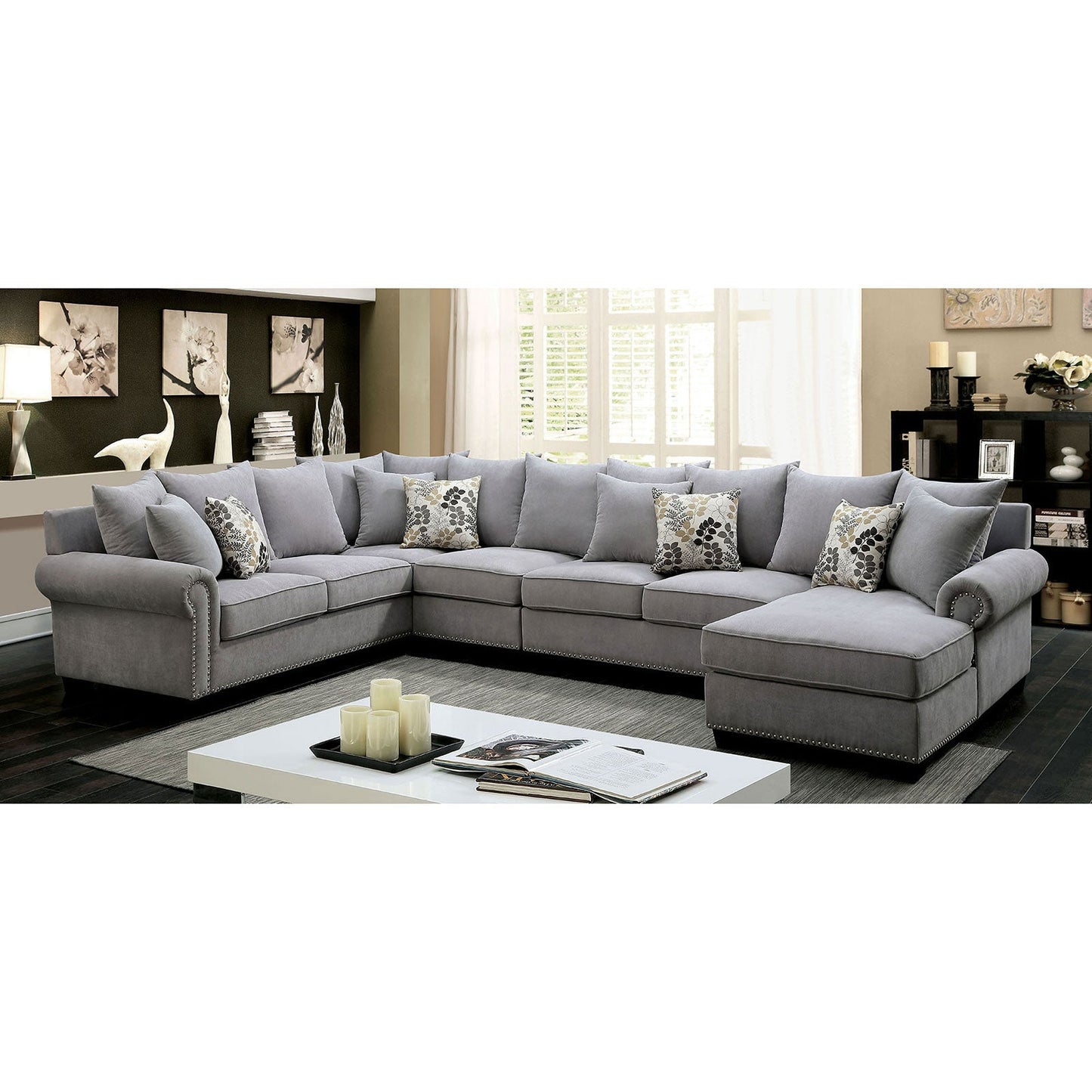 SKYLER II Gray Sectional, Gray - ATL FURNITURE