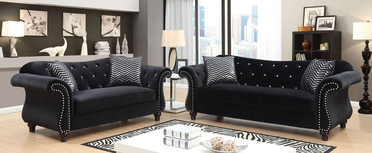 JOLANDA I Black Sofa + Love Seat - ATL FURNITURE
