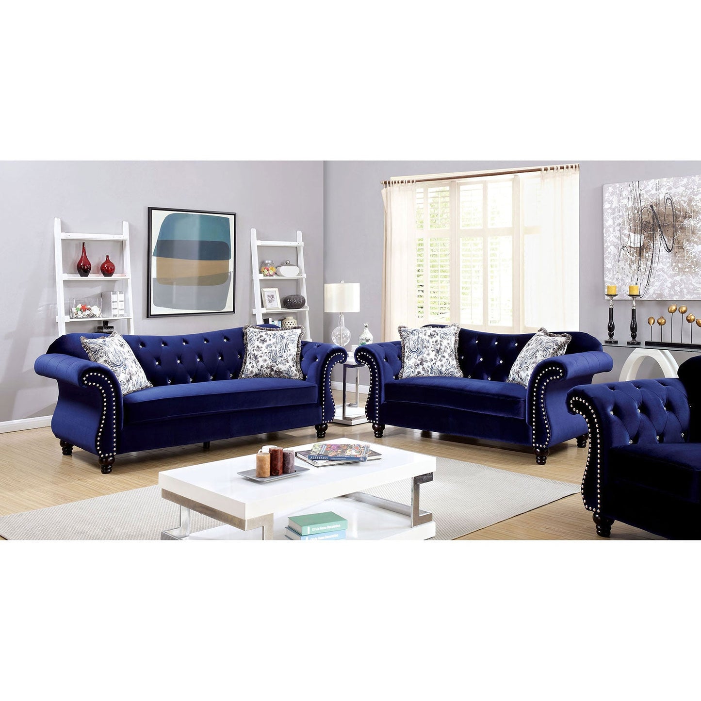 JOLANDA Blue Sofa + Love Seat - ATL FURNITURE