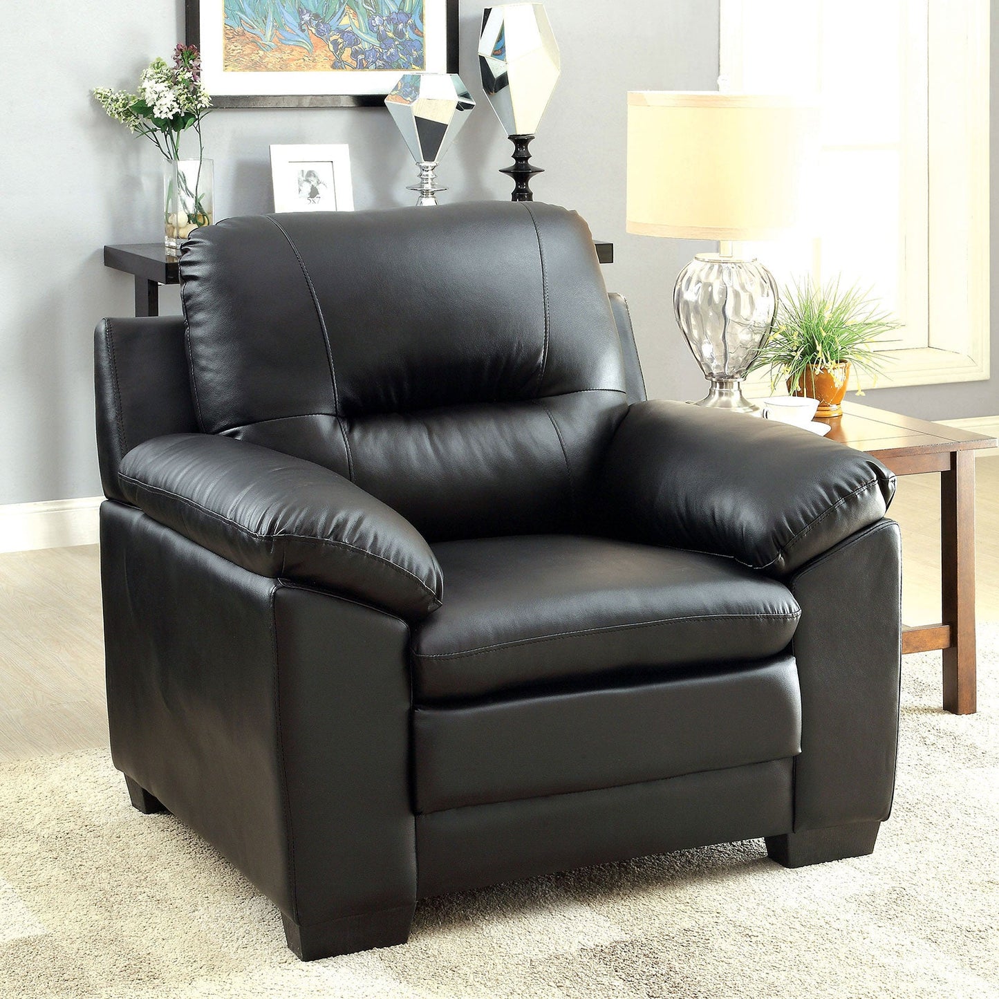 PARMA Black Single Chair, Black - ATL FURNITURE
