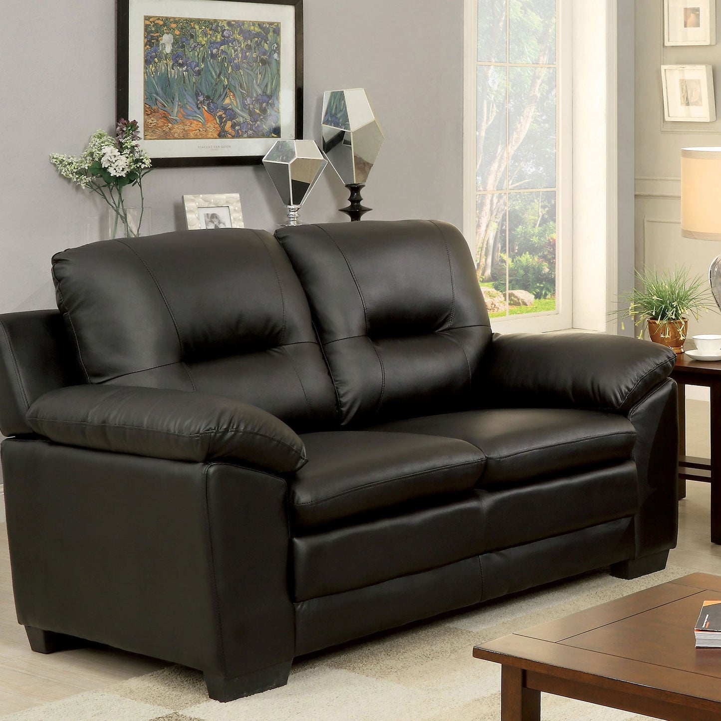PARMA Black Love Seat, Black - ATL FURNITURE