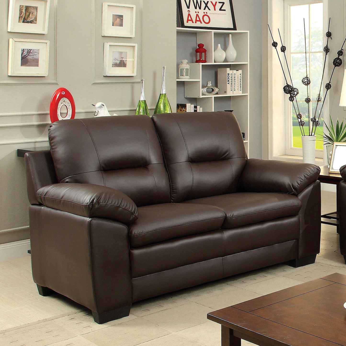 PARMA Brown Love Seat, Brown - ATL FURNITURE