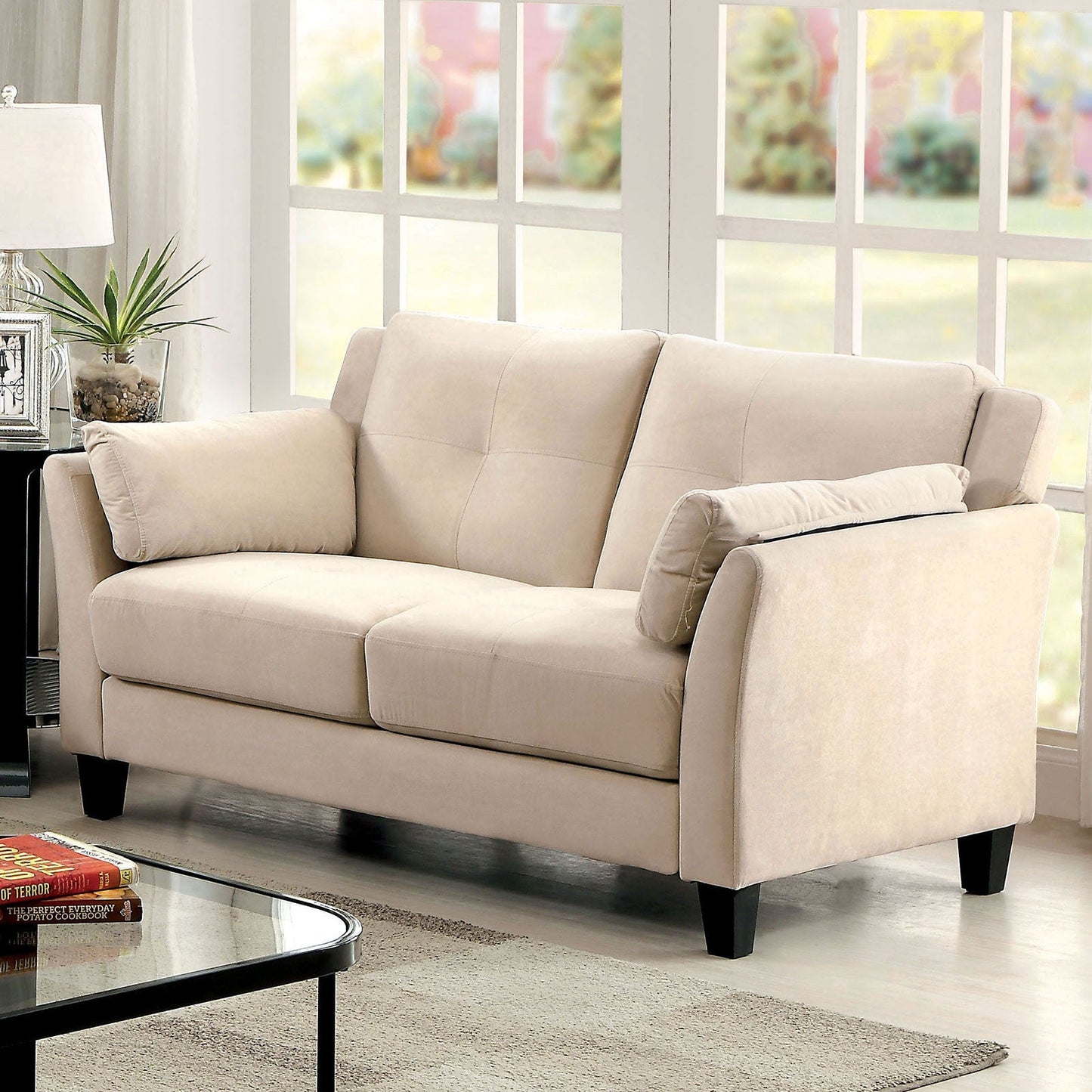 YSABEL Beige Love Seat, Beige (K/D) - ATL FURNITURE