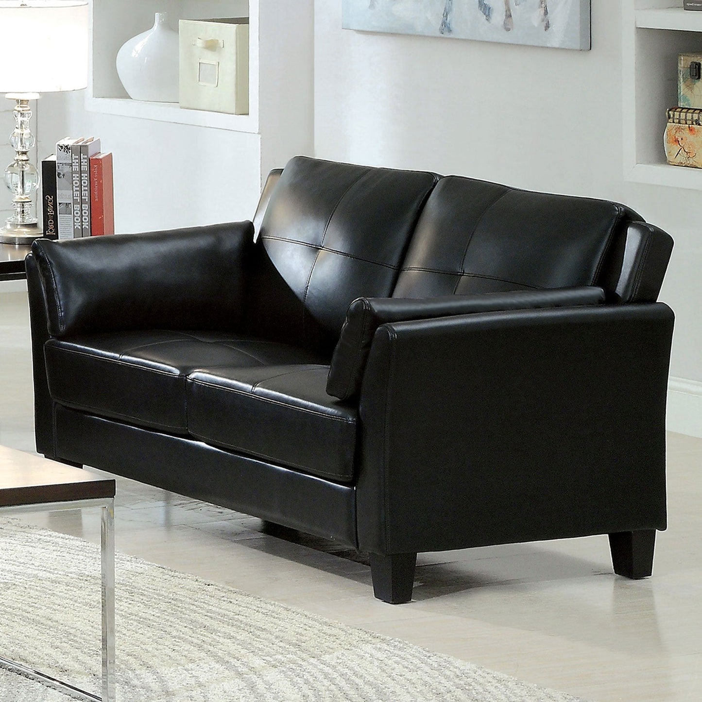 Pierre Black Love Seat, Black (K/D) - ATL FURNITURE