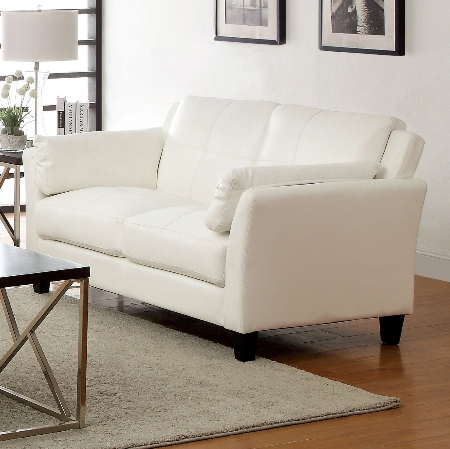 Pierre White Love Seat, White (K/D) - ATL FURNITURE
