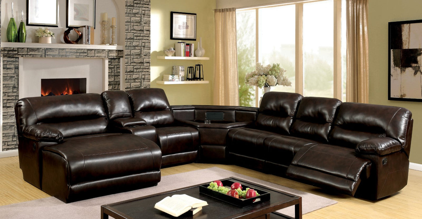 GLASGOW Brown Sectional w/ Wedge Table - ATL FURNITURE