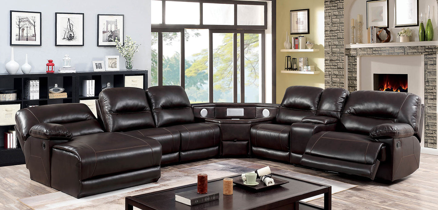 Glasgow Brown Sectional w/ Speaker Wedge - ATL FURNITURE