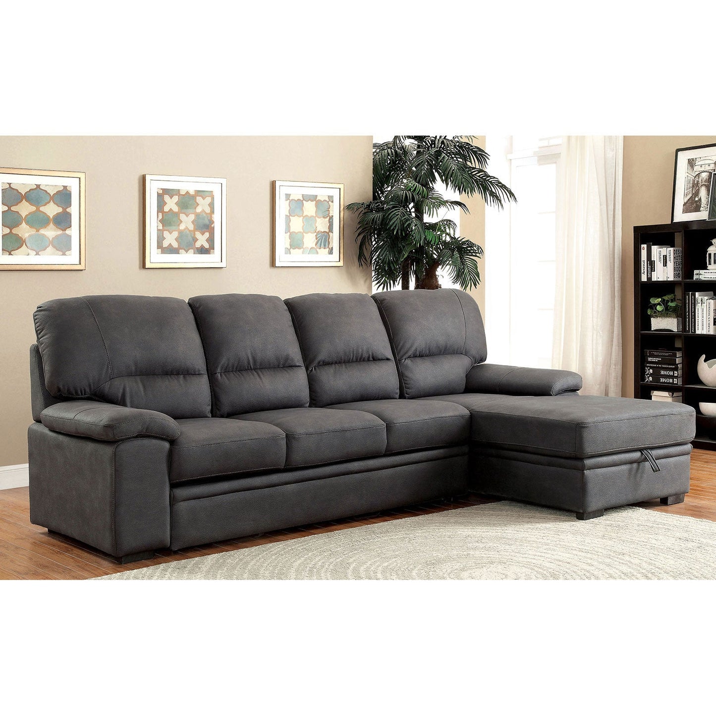 ALCESTER Graphite Sectional w/ Sleeper, Graphite - ATL FURNITURE