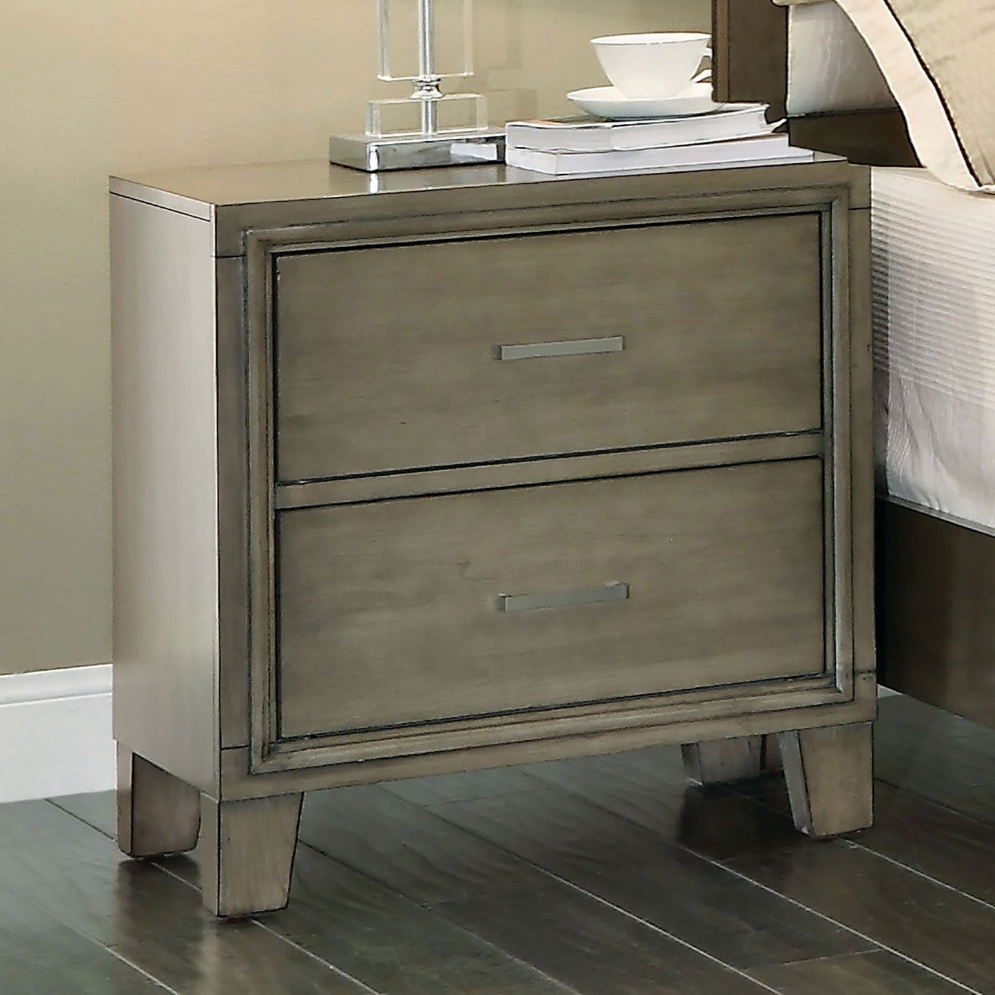 ENRICO I Gray Night Stand - ATL FURNITURE