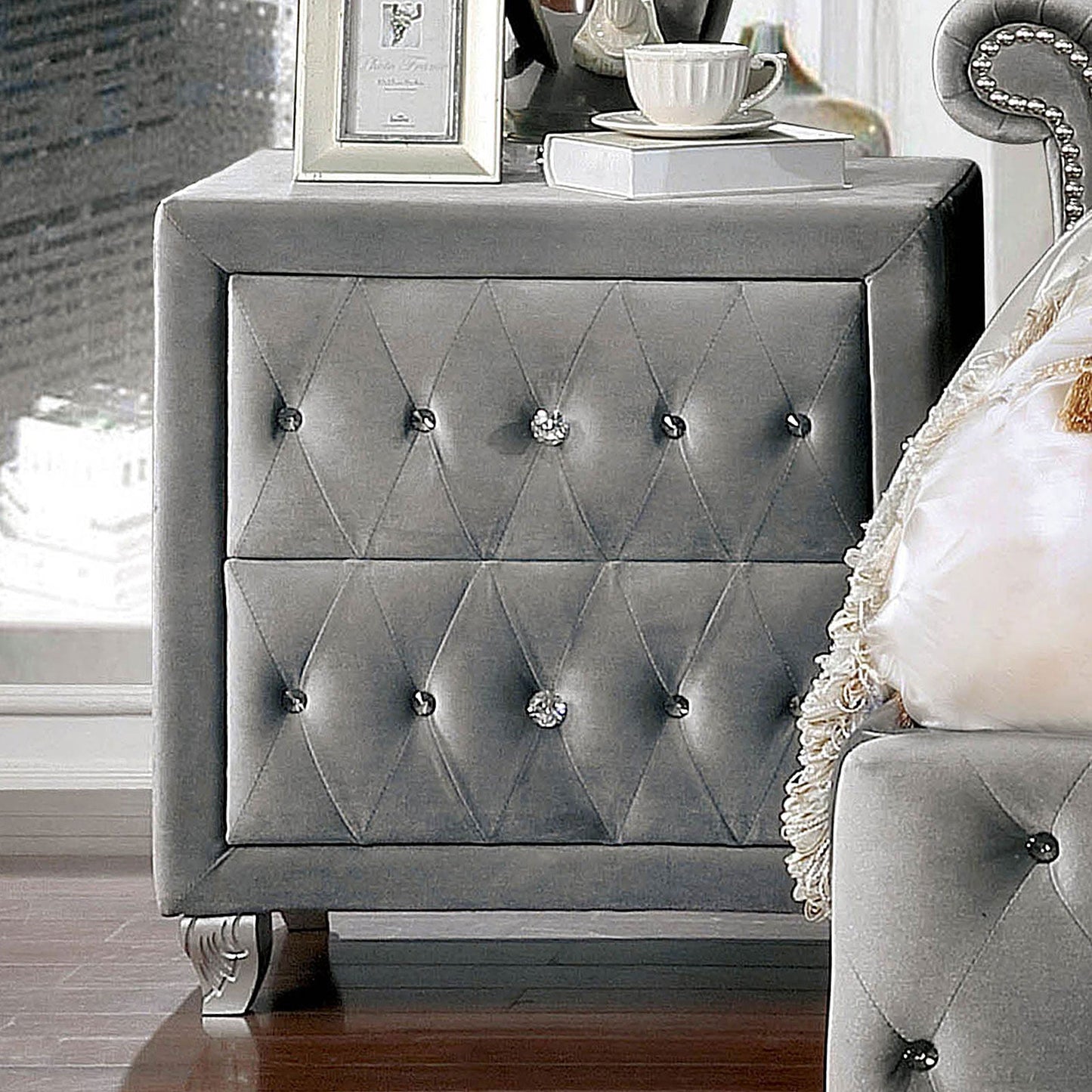 Alzir Gray Night Stand - ATL FURNITURE